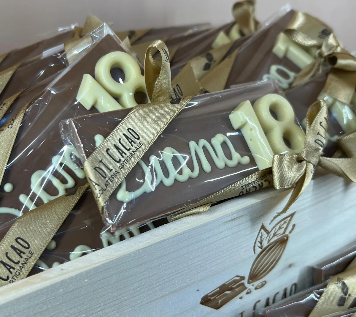 Tavolette di cioccolato personalizzate col nome per i 18 anni