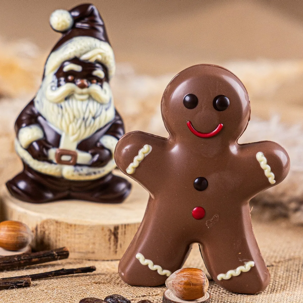 Babbo Natale e omino di pan di zenzero di cioccolato